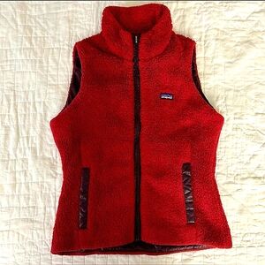Patagonia Los Gatos Reversible Red Burgundy Sherpa Fleece Vest Small